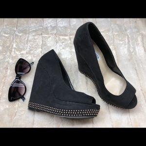Steve Madden Patrycia - Black Peep Toe Wedges